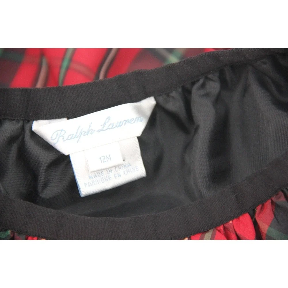 Ralph Lauren Baby Girls Tafetta Skirt Size 12 Months Holiday Red Plaid Lined #13